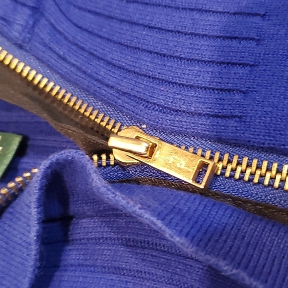 Lauren Ralph Lauren Active 1/2 Zip Cotton Blue Elbow Pads Sweater Sz XL - Picture 10 of 11